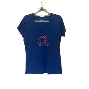 Hand Embroidered "A" V-Neck Women's Top